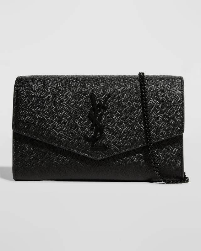 Uptown YSL Wallet on Chain in Grained Leather